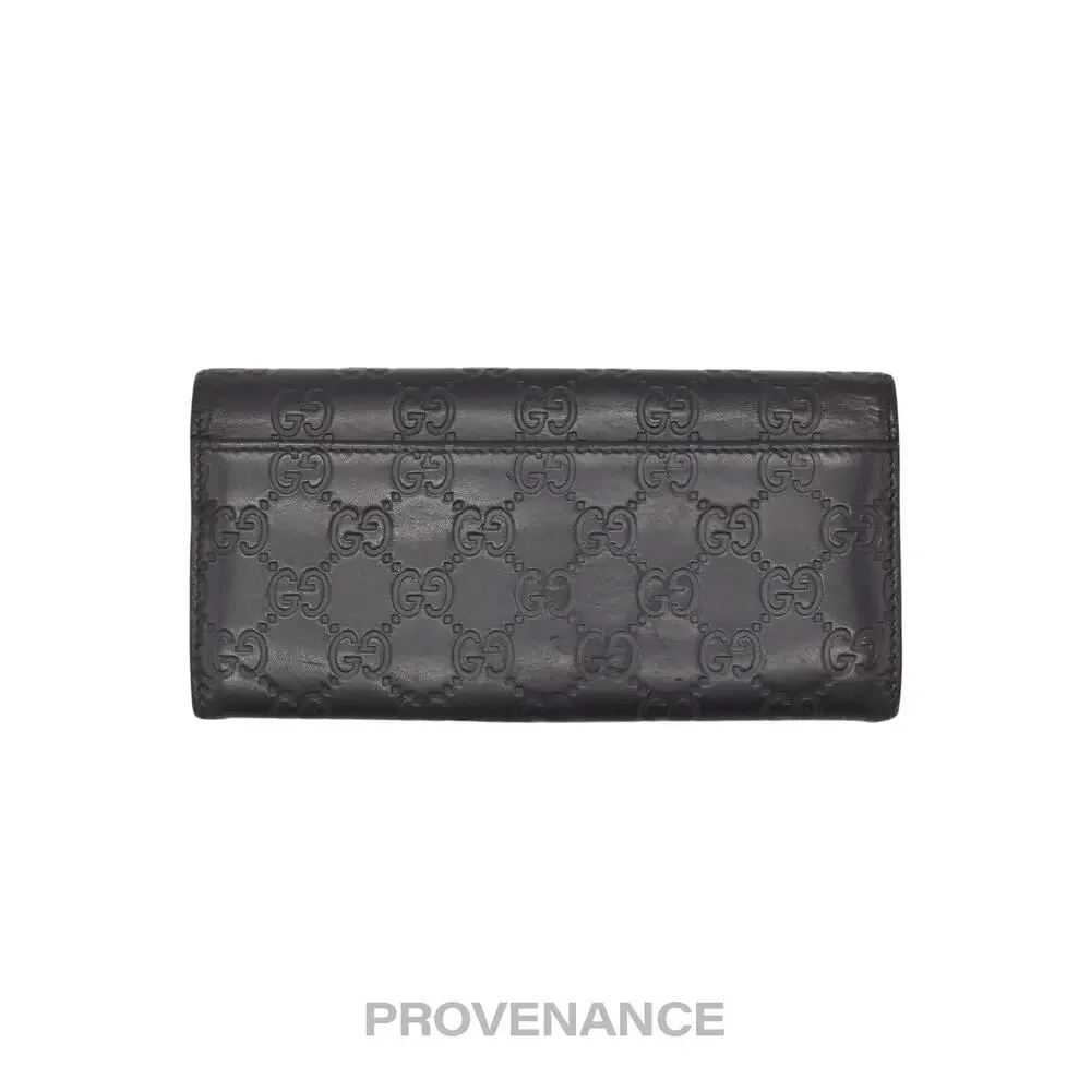 🔴 Gucci Long Wallet - Black Guccissima Leather